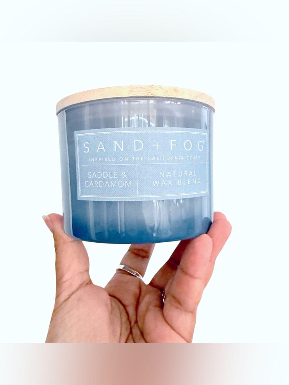 Sand + Fog  Mr. & Mrs. Saddle & Cardamom Large Scented Candle in blue